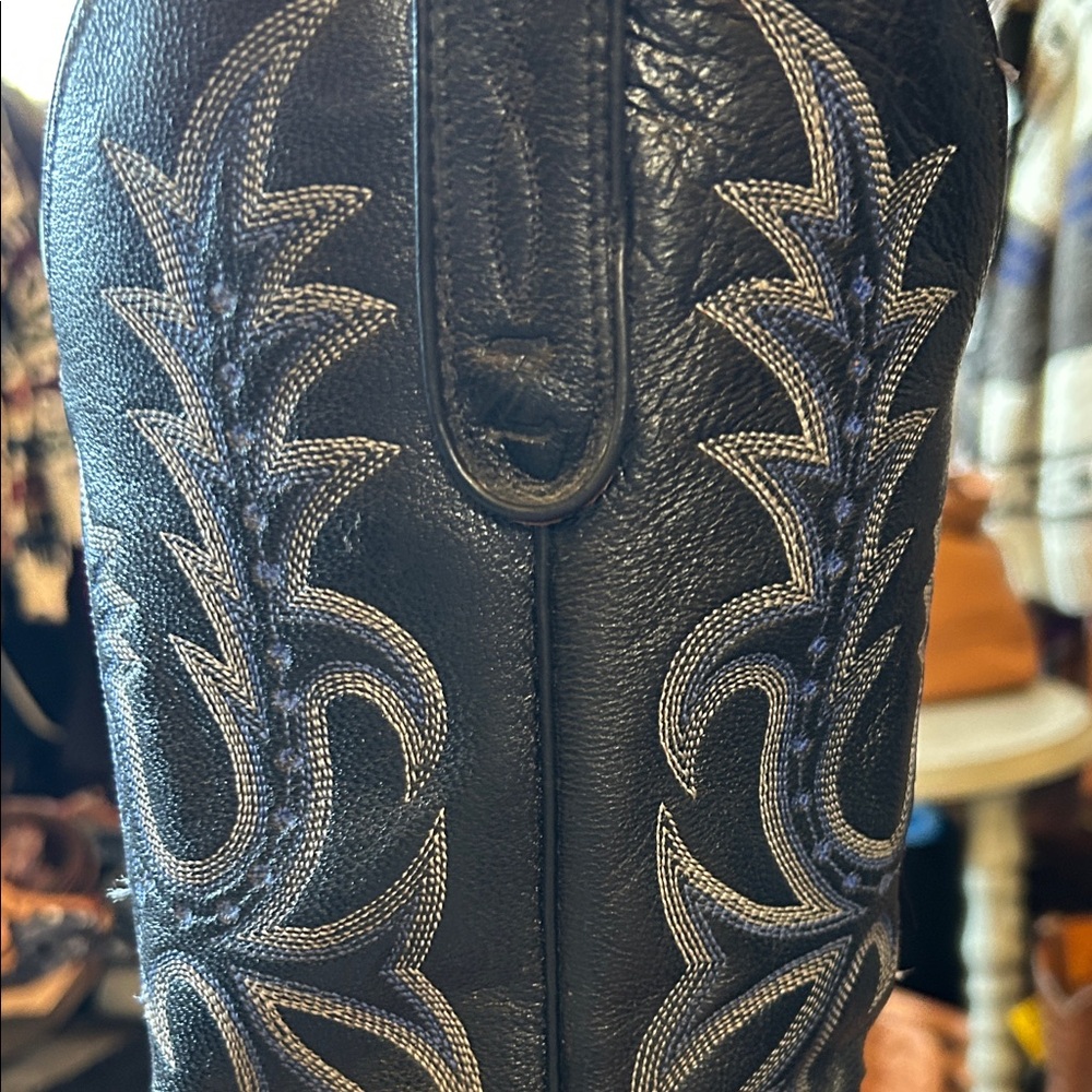 Black and Blue Ostrich leather Western Cowboy Boots - Picture 12 of 12